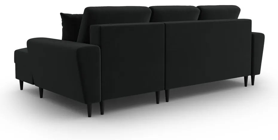 Divano angolare nero allungabile e con contenitore (con penisola a destra/con chaise lounge) con rivestimento in velluto Kyoto – Cosmopolitan Design