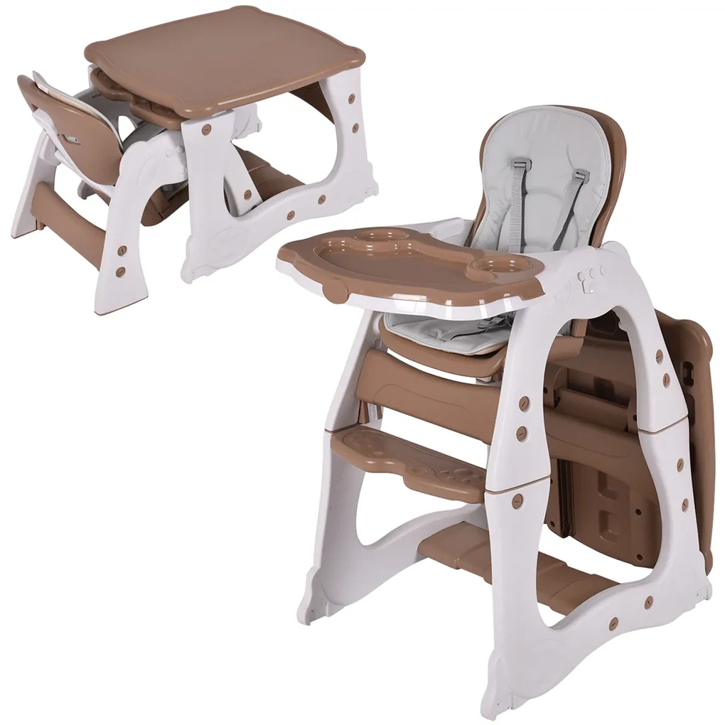 Seggiolone pappa per bambini altezza regolabile con cintura di sicurezza  58x59x91cm Bianco - Costway