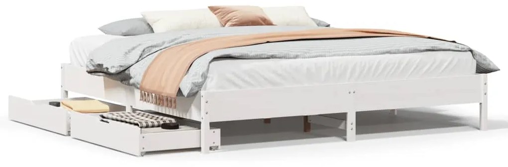 Letto senza materasso bianco 180x200 cm legno massello di pino