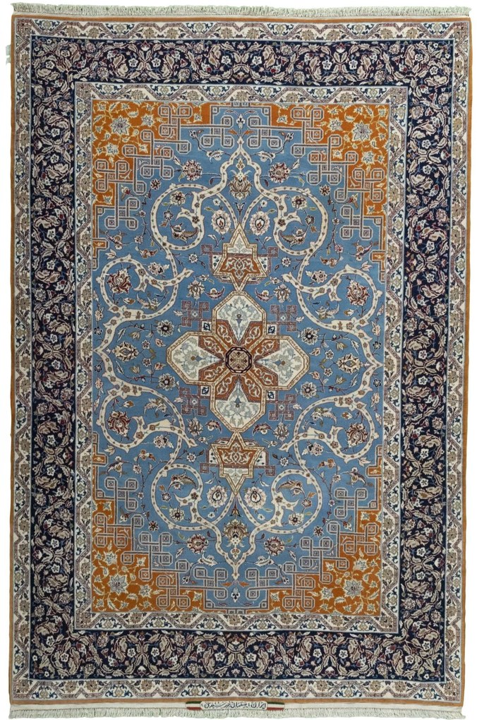 Isfahan Tappeto persiano 220 x 150 Blu (Iran) Annodato A Mano