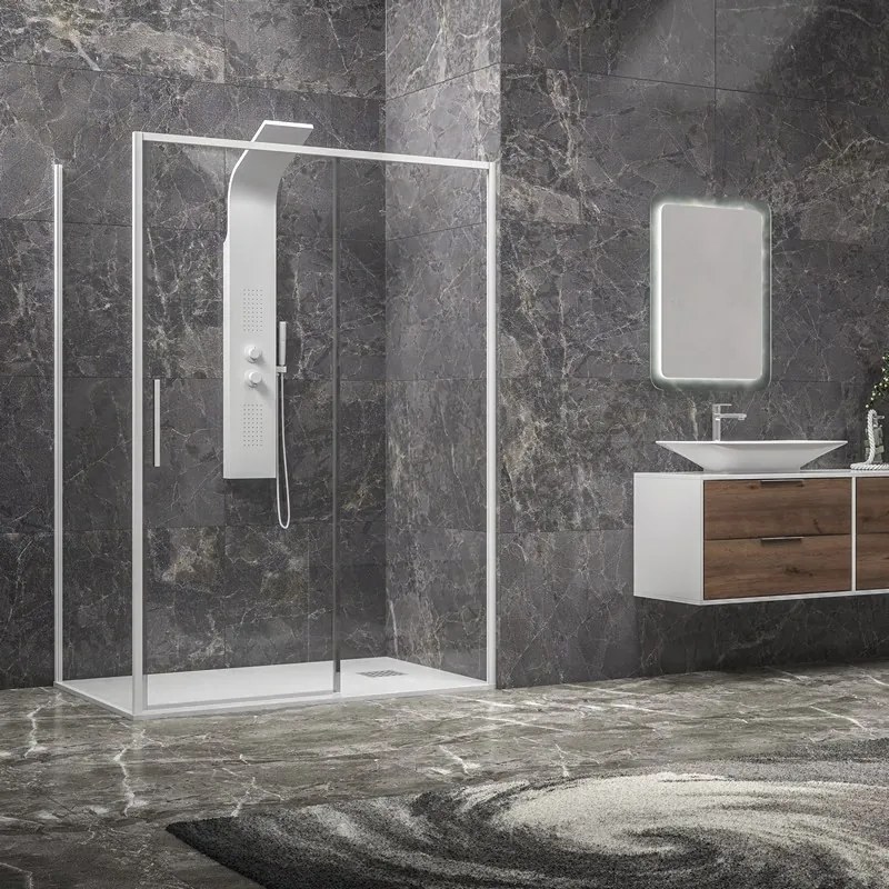 Cabina doccia 80x110 colore bianco vetro 6mm altezza 200h | KLA-4000W - KAMALU