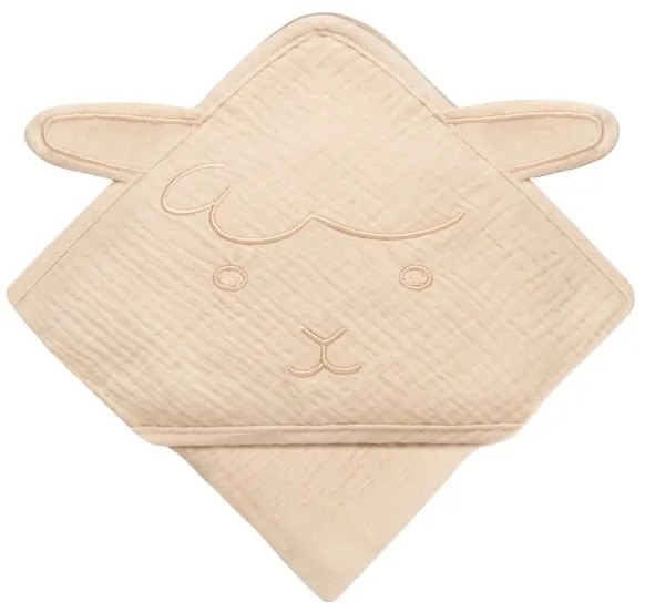 Lionelo - Asciugamano per bambini con cappuccio in mussola Sabbia