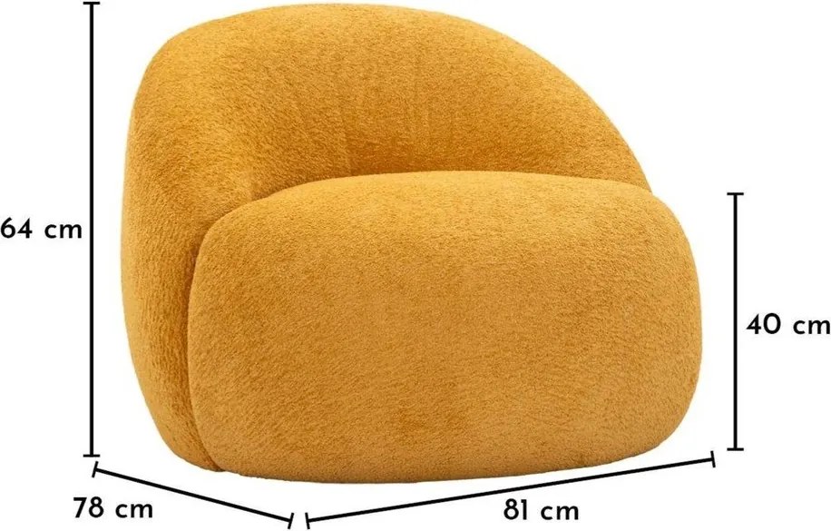 Poltrona color senape con rivestimento in bouclé Ginerva – Mauro Ferretti