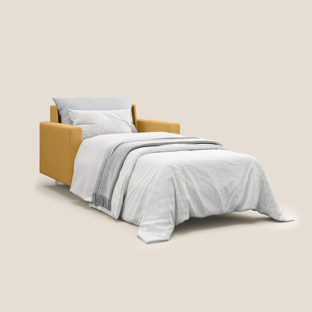 Megan poltrona letto in microfibra smacchiabile T11 giallo