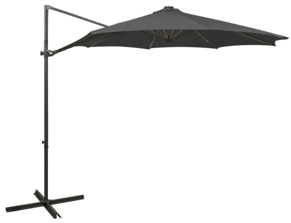Ombrellone A Sbalzo Con Palo E Luci A Led Antracite 300 Cm /