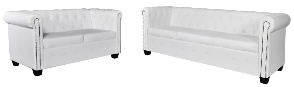 Divani Chesterfield A 2 Posti E A 3 Posti İn Similpelle Bianco /