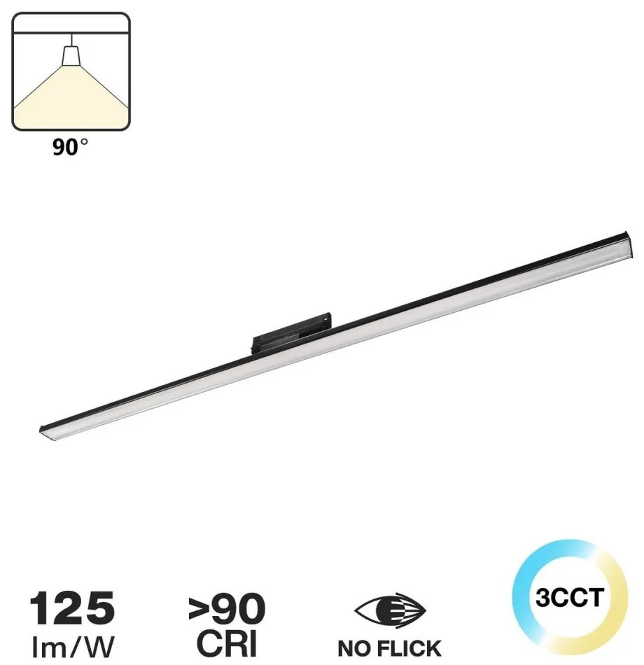 Lampada LED Lineare 42W, Trifase 120cm 90° Nera con driver Philips Colore Bianco Variabile CCT