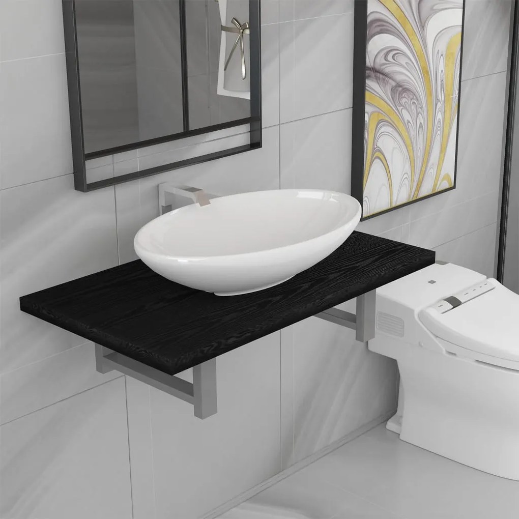 Set Mobili Da Bagno 2 Pz Ceramica Nero /