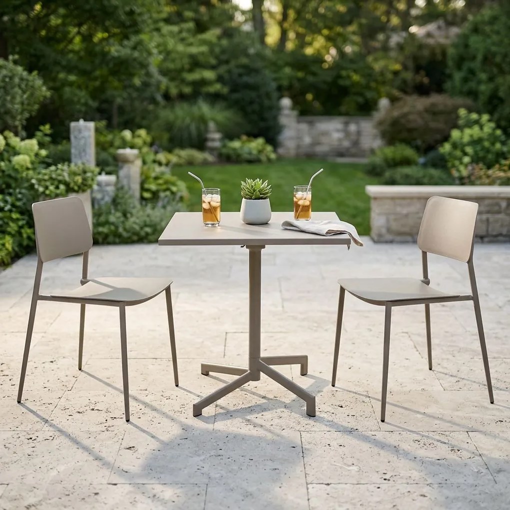 OPERA - set tavolo in metallo cm 70 x 70 x 73 h con 2 sedie Viper