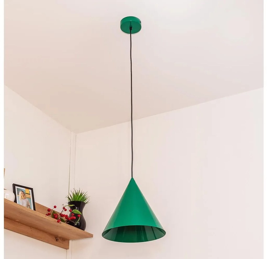 Lampada a sospensione ETNA II con cavo 1xE27/15W/230V Ø 25 cm verde