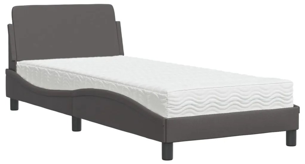 Letto con materasso grigio 90x190 cm in similpelle