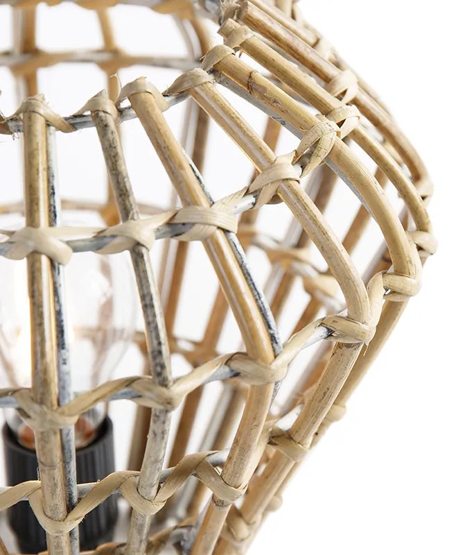 Lampada da tavolo rustica in bambù con bianco - Canna Diamond