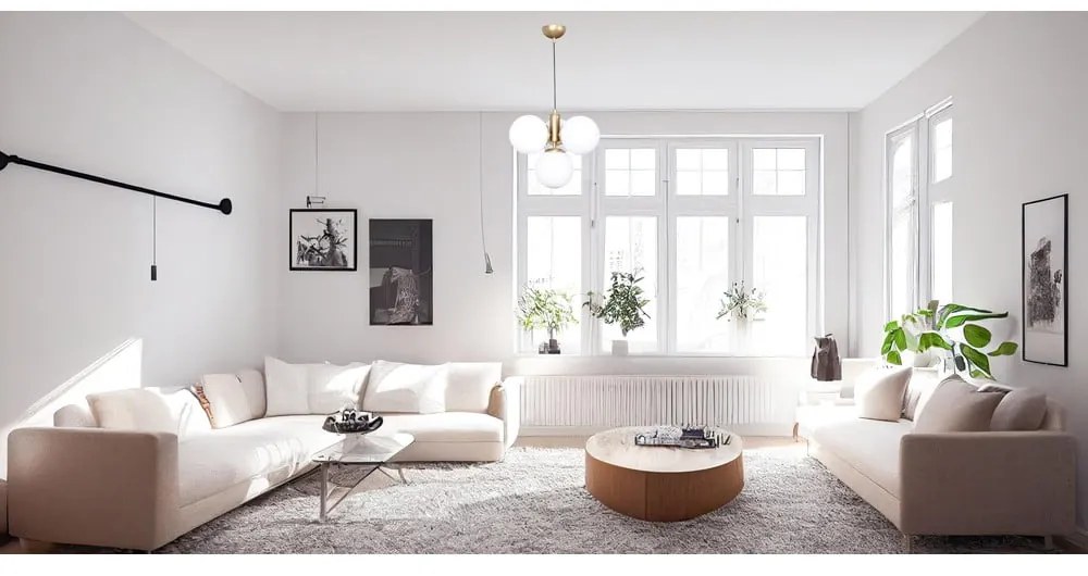 Lampada a sospensione con paralume in vetro oro e bianco ø 15 cm Hector - Squid Lighting