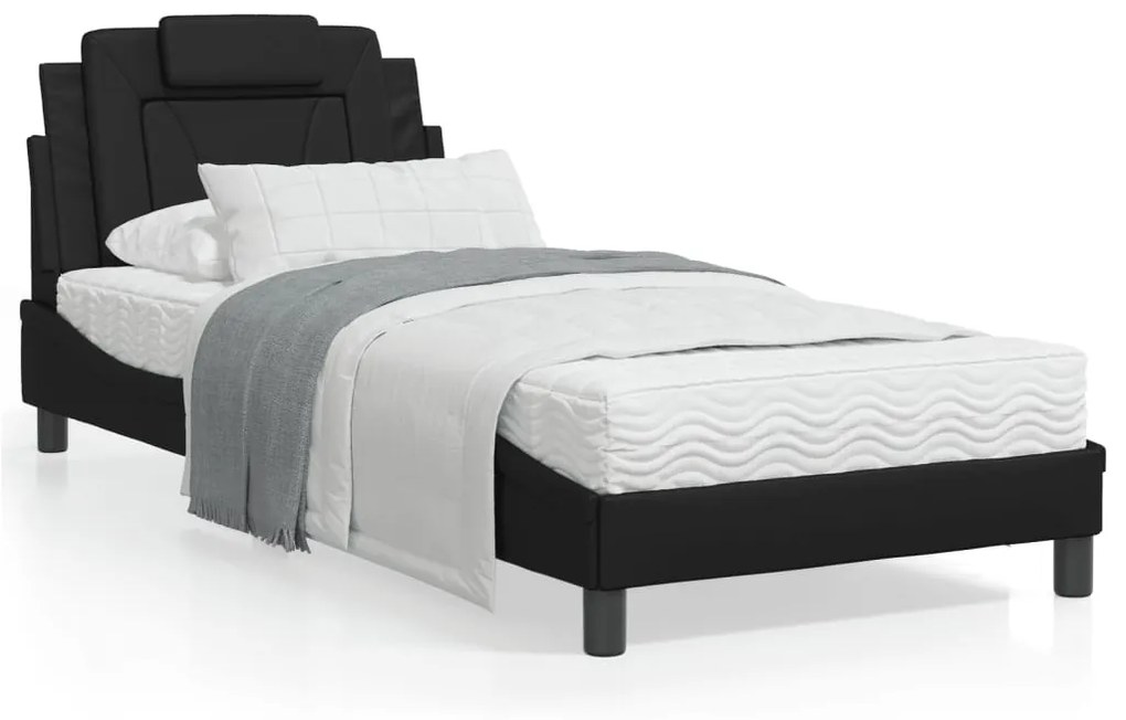 Giroletto Con Testiera Nero 90x190 Cm İn Similpelle /