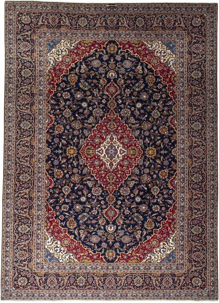 Kashan Tappeto 300x410 Blu (Iran) Annodato A Mano