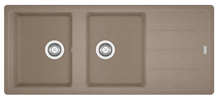 Lavello integrato 2 vasche con gocciolatoio laterale destro o sinistro FRANKE Boston fragranite L 50 x L 116 cm marrone
