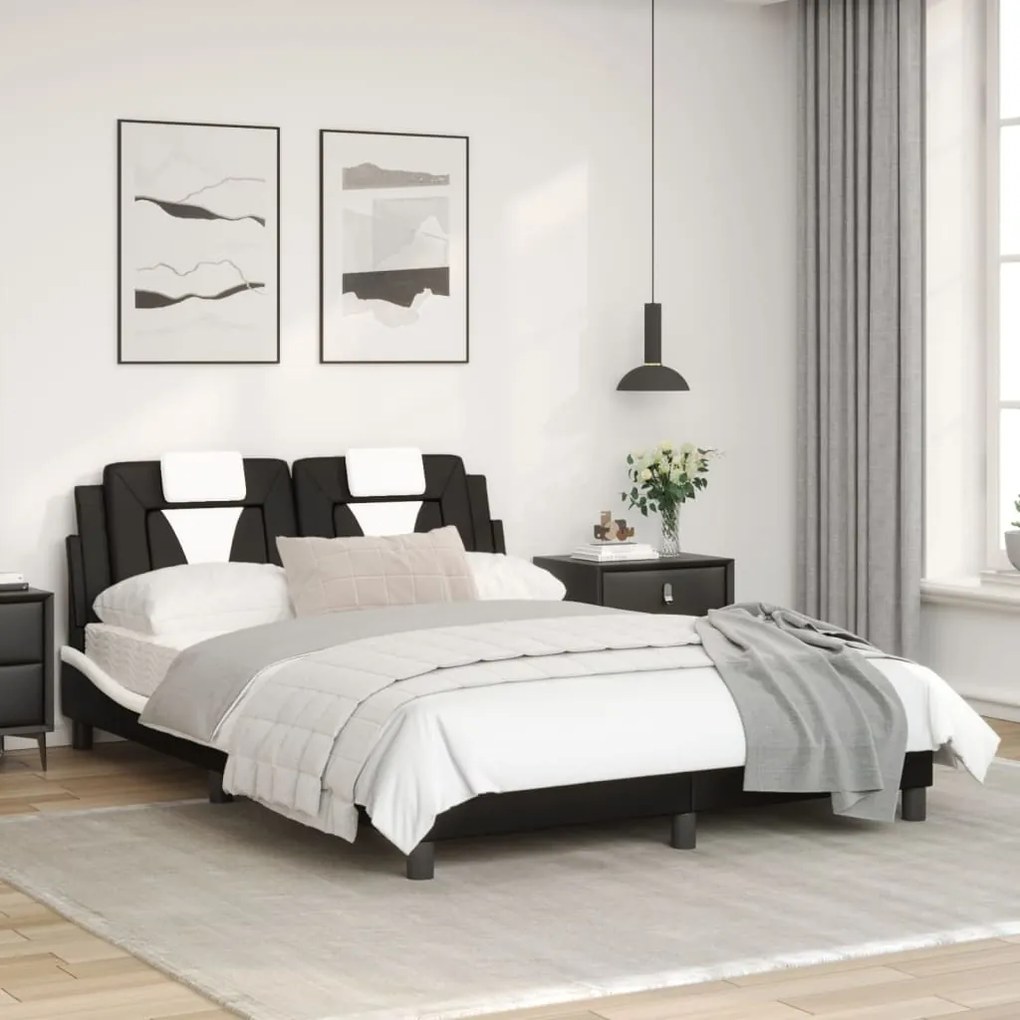 Giroletto con luci led nero e bianco 120x200 cm in similpelle
