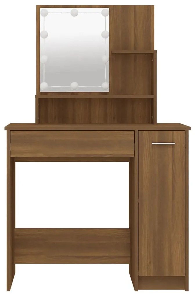 Toeletta con led rovere marrone 86,5x35x136 cm