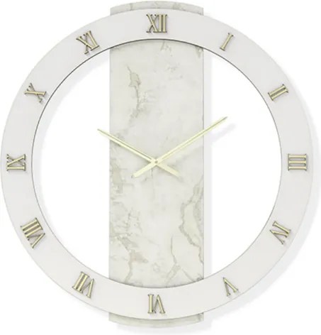 Orologio rotondo D60 cm NOAH in legno rivestito con parato Oro