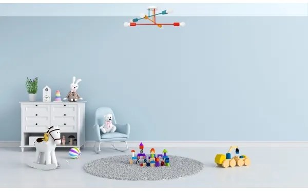 Lampadario a plafone CAMBRIDGE 6xE27/20W/230V blu/rosso/arancione