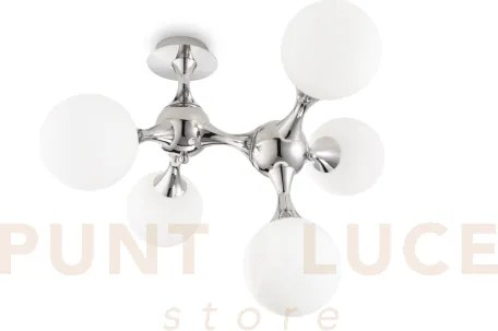 Nodi lampadario da soffitto in metallo e vetro bianco finitura crom...