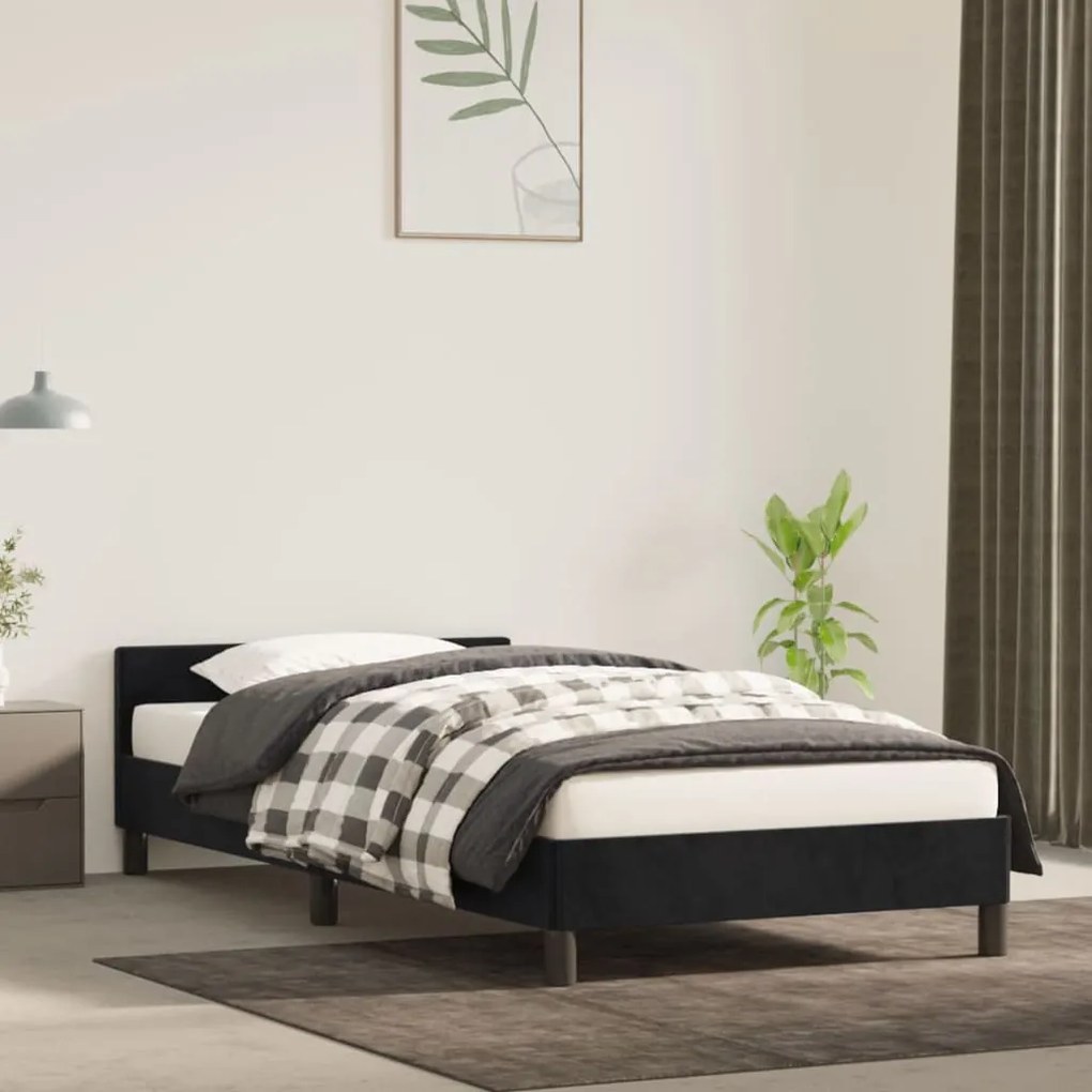 Giroletto Con Testiera Senza Materasso Nero 90x190 Cm Velluto /