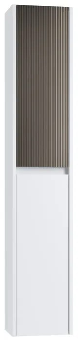 Colonna per mobile bagno Niwa 2 ante P 27 x L 30 x H 160 cm laccato opaco bianco con vetro grigio carbone cannettato