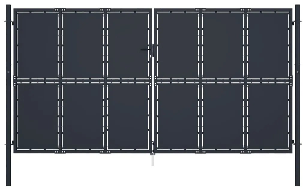 Cancello Per Giardino İn Acciaio 400x175 Cm Antracite /