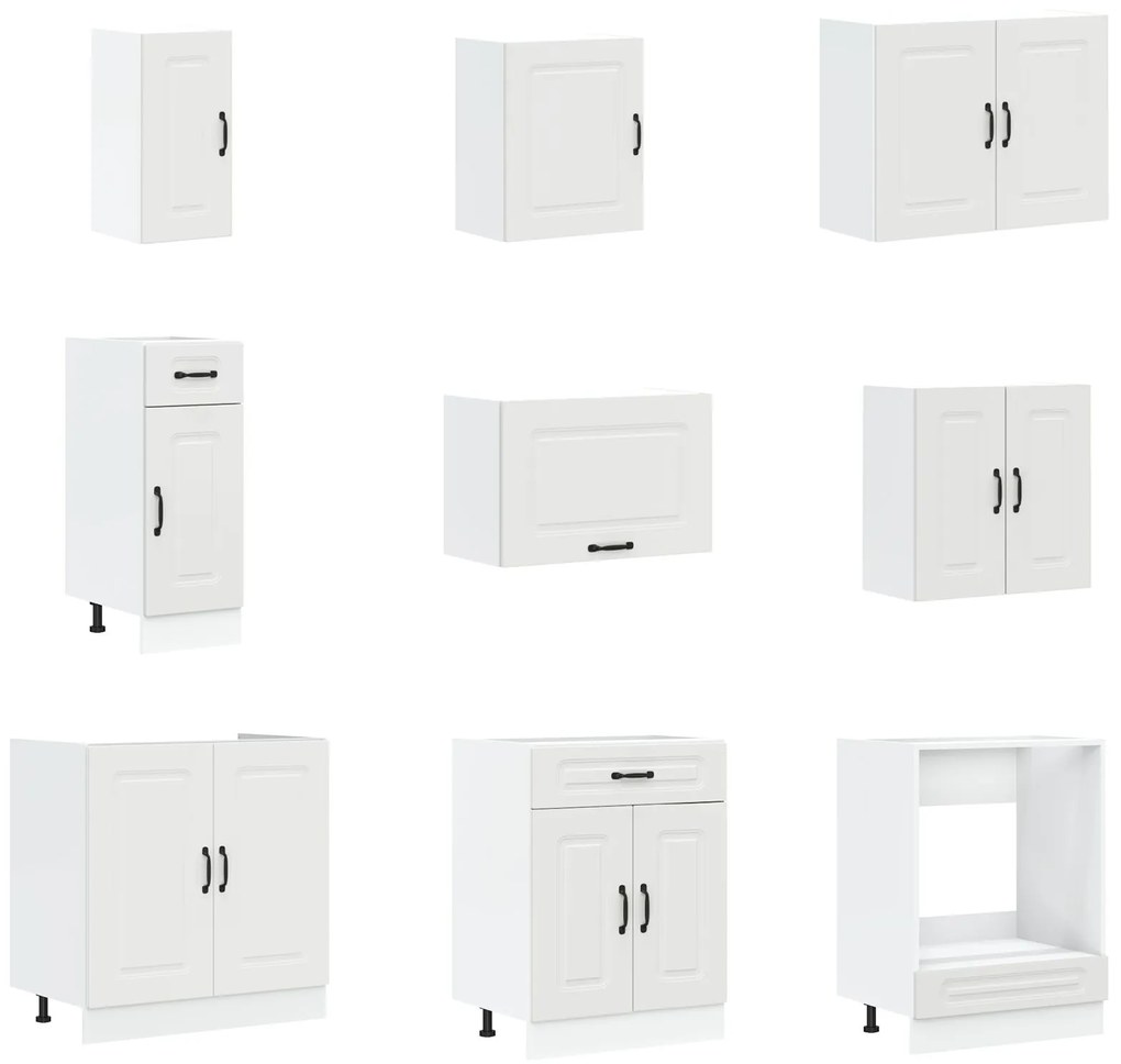 Armadio da cucina  ""kalmar"" con doppi lavelli in legno ingegnerizzato bianco