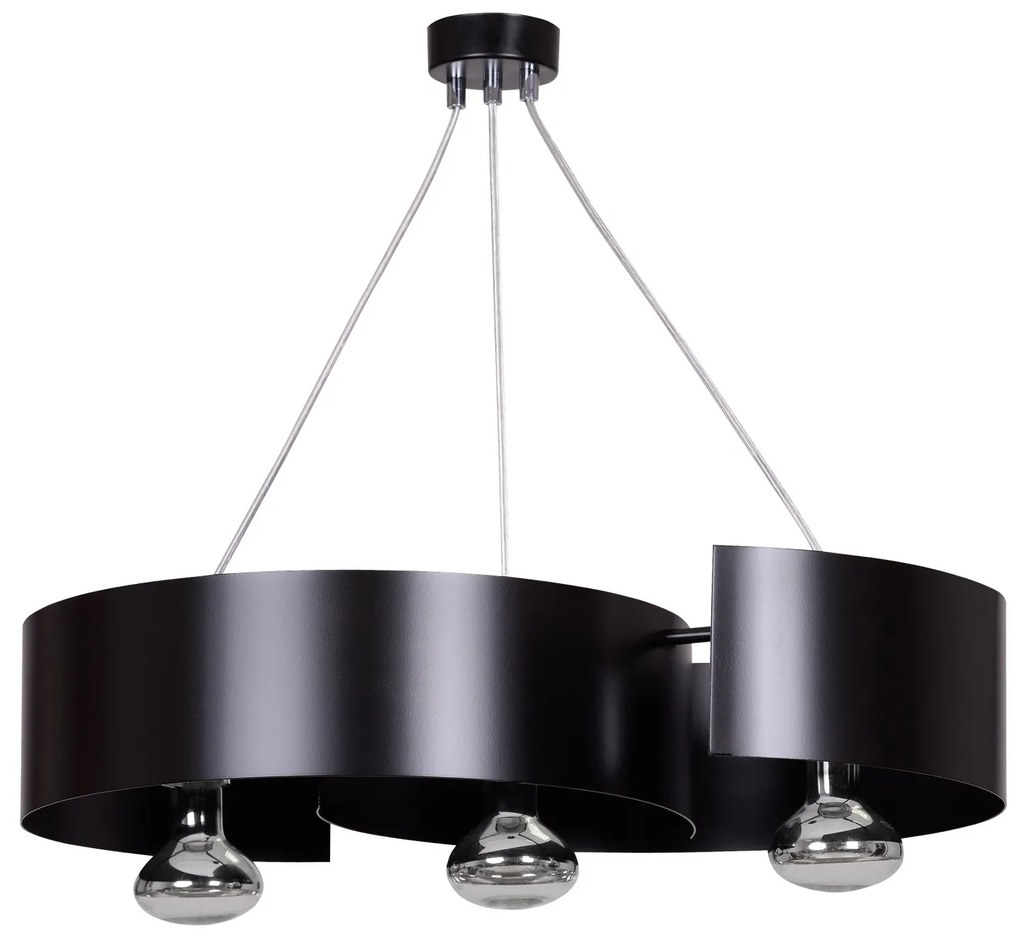 Lampadario Moderno 3 Luci Vixon In Acciao Nero E Cromo