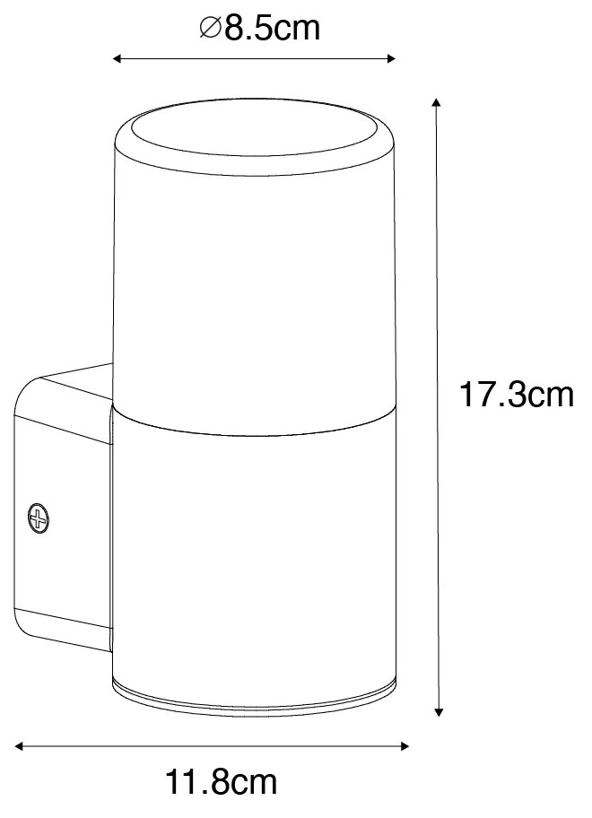 Lampada da parete esterna moderna nera con diffusore fumé IP44 - Odense