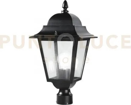 Testa palo lanterna roma nera con cassa di connessione ip44 1 luce ...