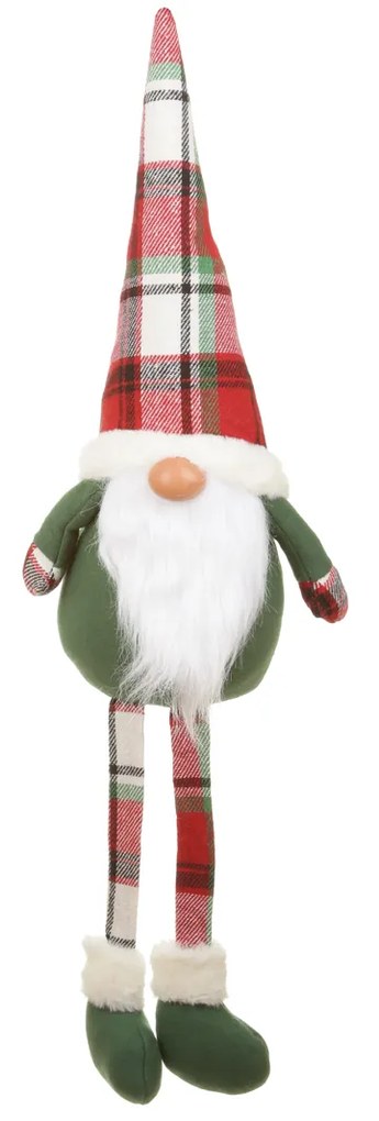 Gnomo natalizio 75 cm gambe molli con cappello tartan