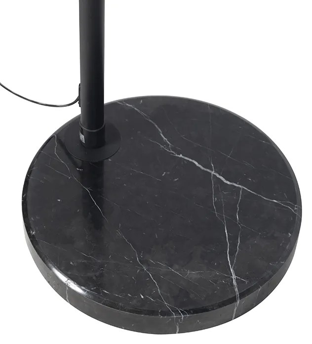 Lampada ad arco con paralume in velluto nero nero con oro 50 cm - XXL