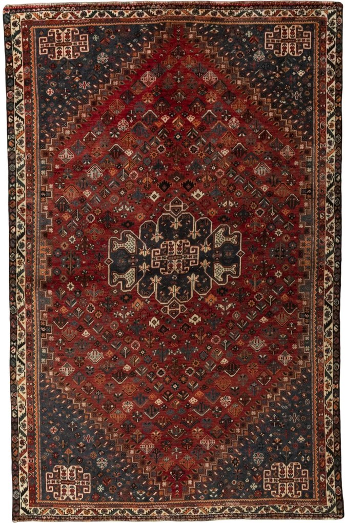 Shiraz Tappeto 160 x 250 Rosso (Iran) Annodato A Mano