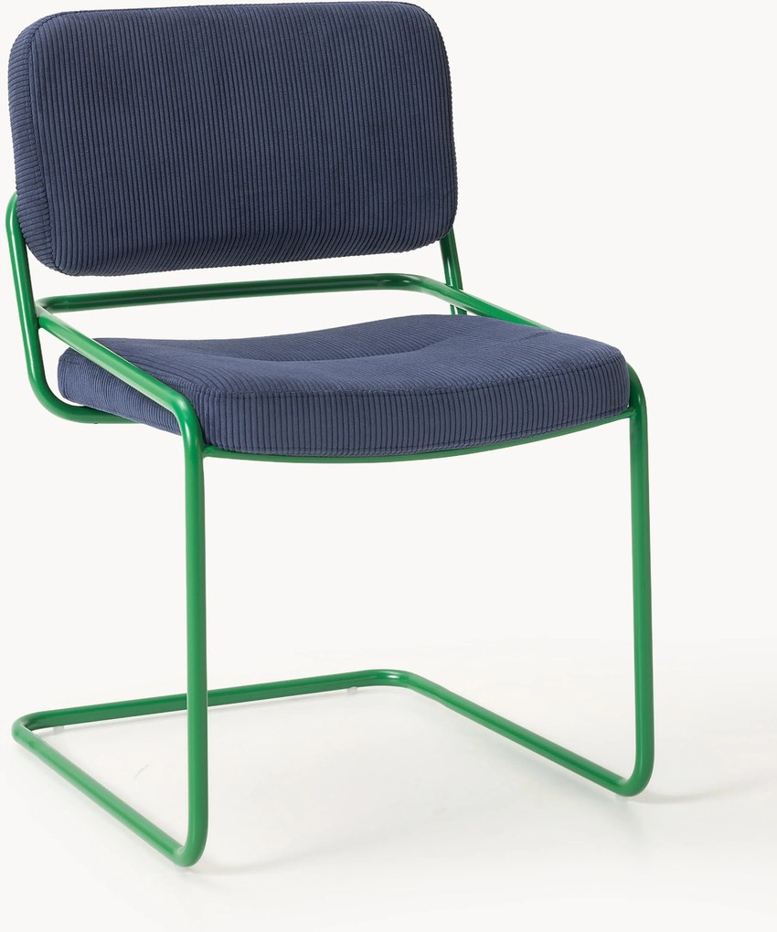 Sedia cantilever in velluto a coste Don