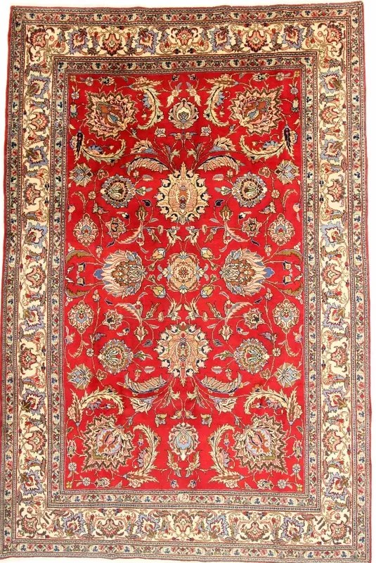 Tabriz Tappeto 220 x 340 Rosso (Iran) Annodato A Mano