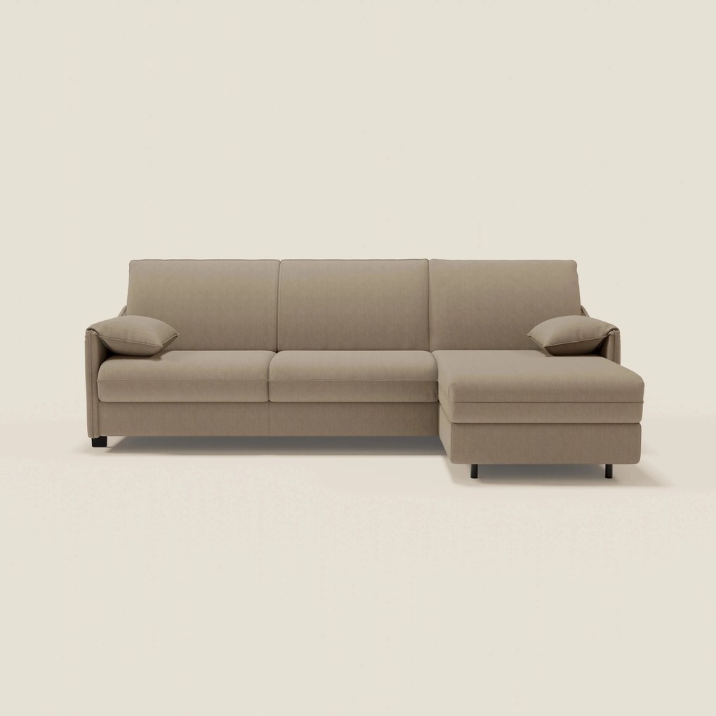 Primula divano letto angolare con materasso H18 cm - penisola contenitore in tessuto smacchiabile T05