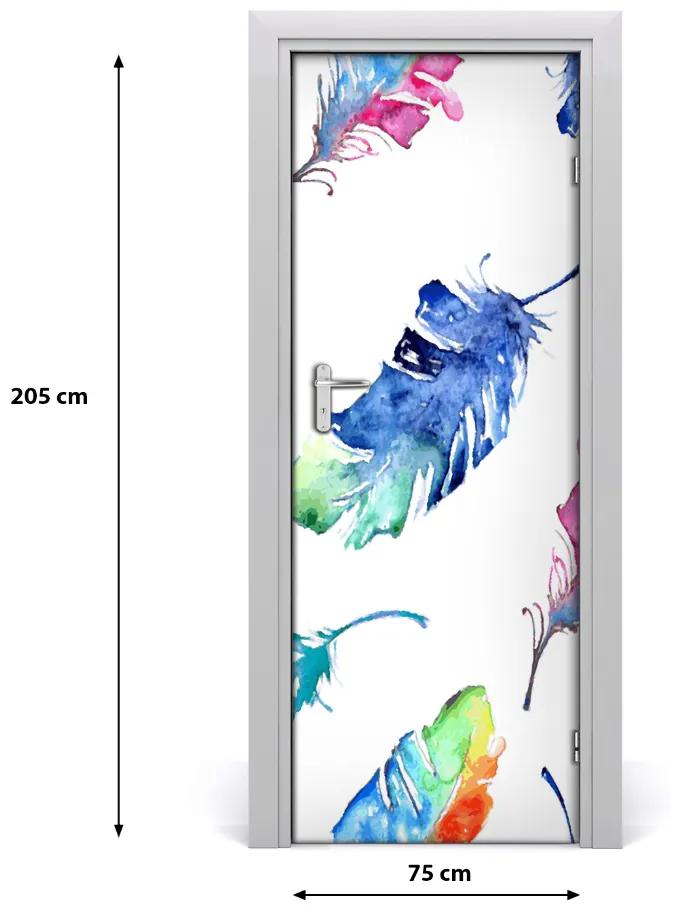 Adesivo per porta Piume colorate 75x205 cm