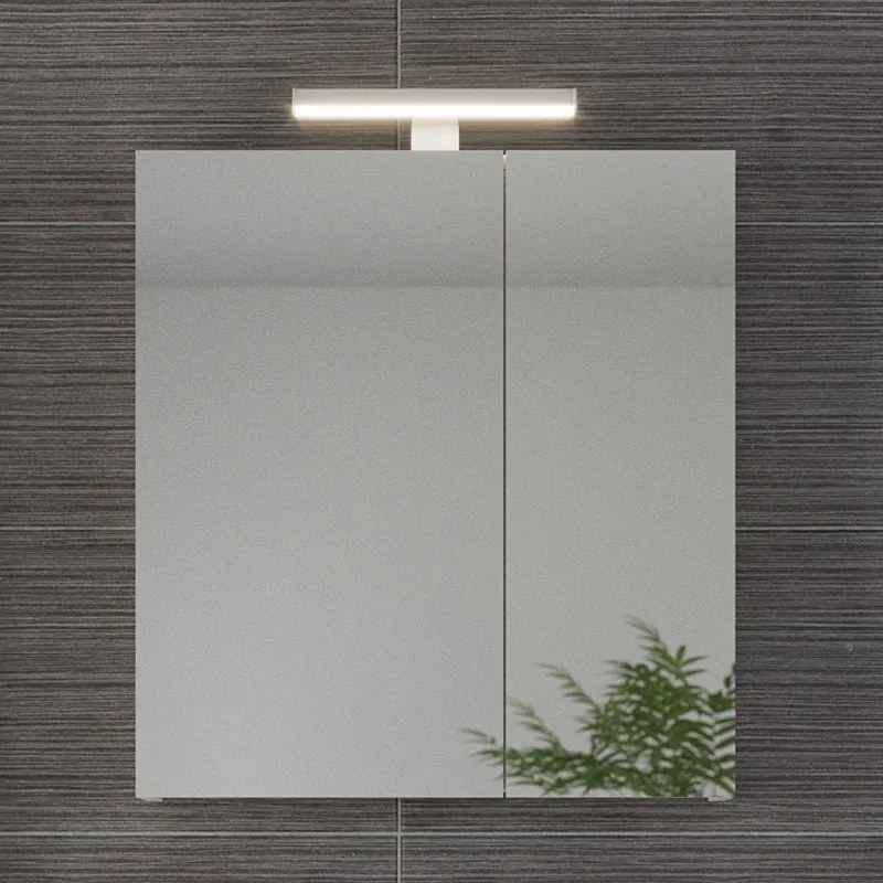 Specchio bagno contenitore 65 cm colore bianco opaco | LAC-EOLO-65 - KAMALU