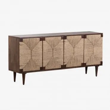 Credenza Evans In Legno Di Mango E Iuta Legno Scuro - Sklum