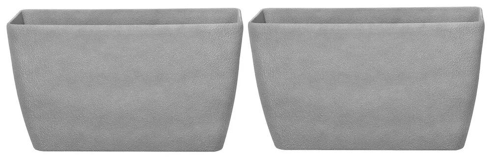 Set di 2 vasi polvere di pietra grigio chiaro 74 x 32 cm BARIS Beliani