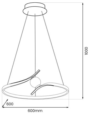 Lampadario LED a sospensione con filo PERLA LED/34W/230V nero