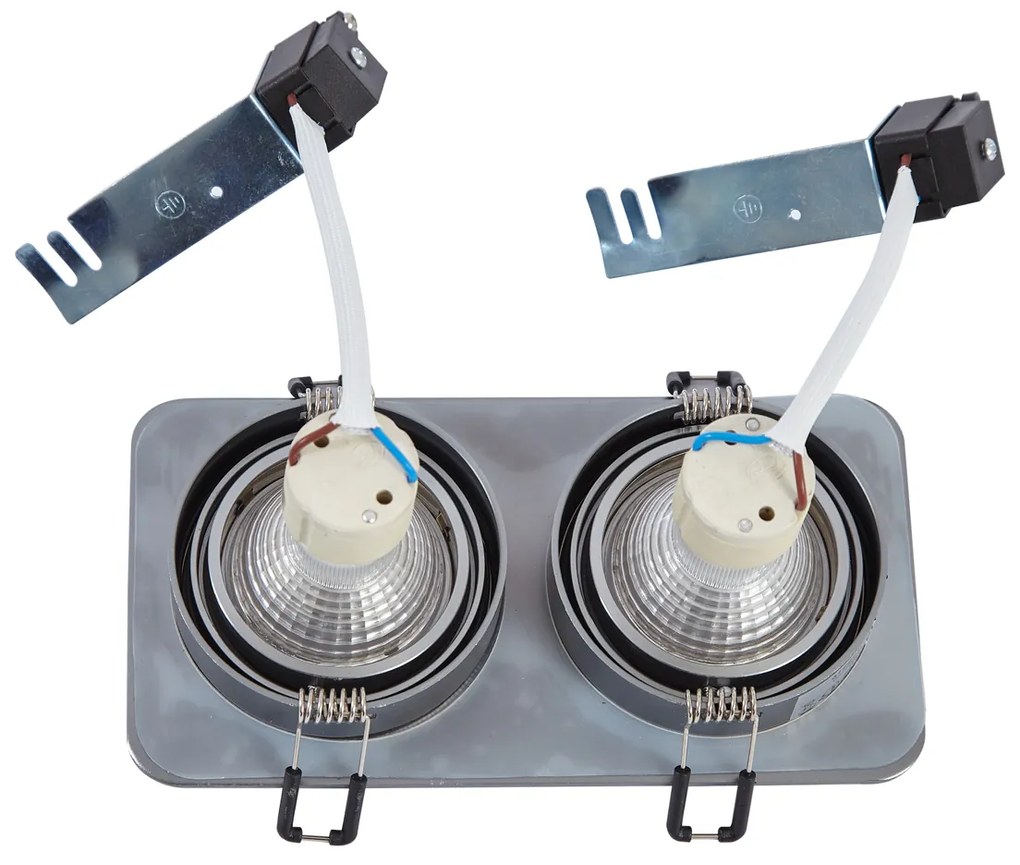 Set di 6 faretti da incasso arrotondati color canna di fucile GU10 50mm regolabili IP44 2 luci - Alberto