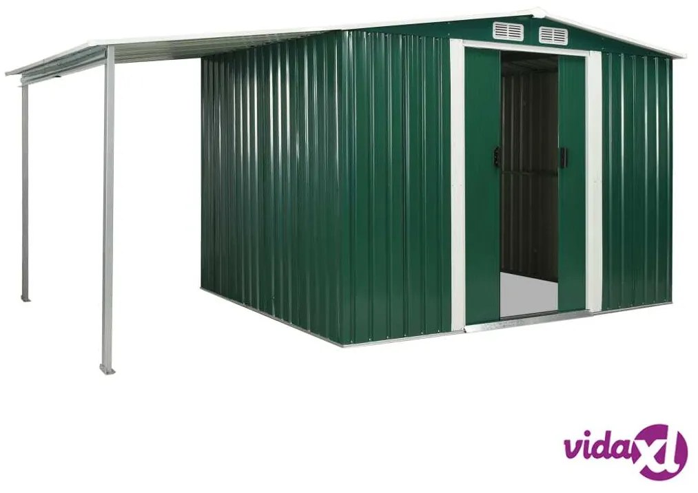 vidaXL Capanno con Porte Scorrevoli Verdi 386x205x178cm Acciaio