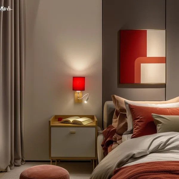 Brilagi - Applique a LED NUBILA WOOD 1xE27/25W/230V + LED/3W quercia/rosso