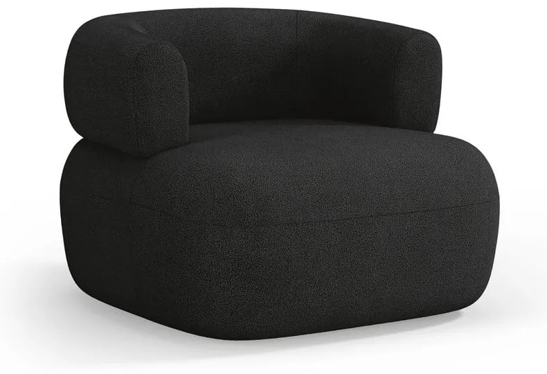Poltrona nera in tessuto bouclé Jenny - Micadoni Home