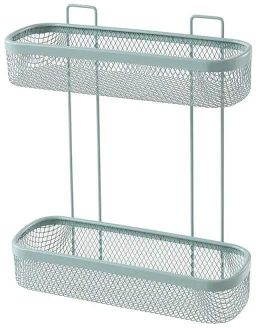 Mensola bagno rettangolare verde acqua in acciaio con 2 ripiani – Taki