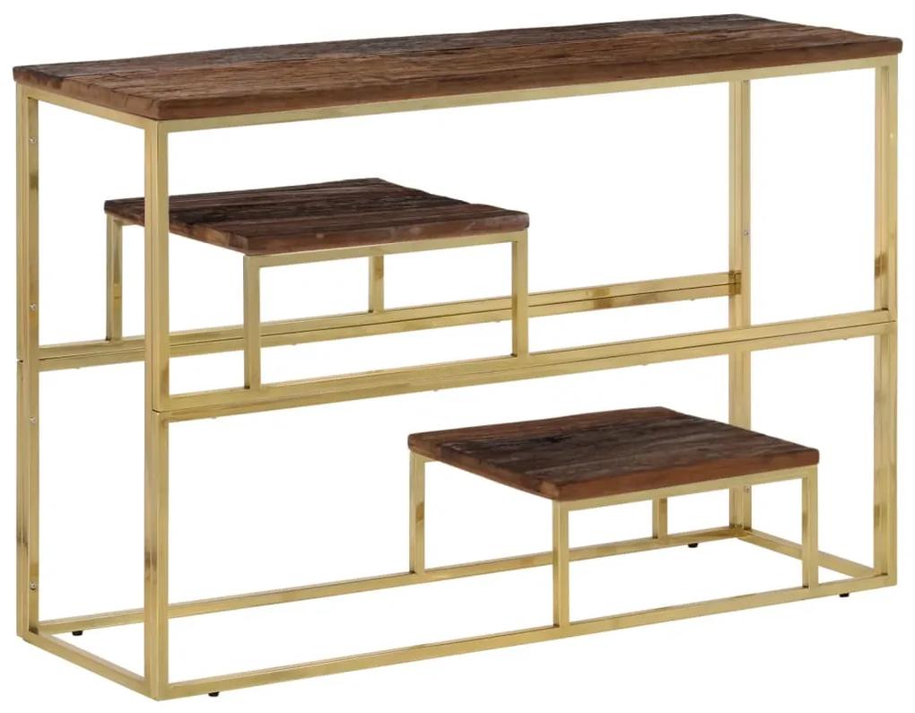 Tavolino consolle dorato acciaio inossidabile e legno massello