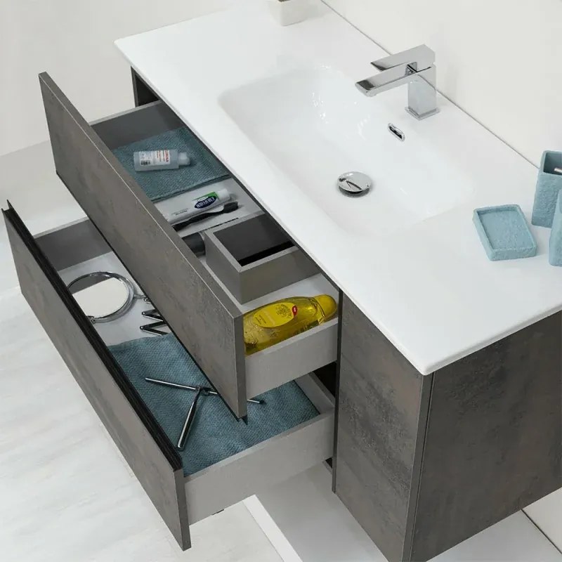 Mobile Bagno Sospeso Effetto Pietra Oxid 90 cm Industrial